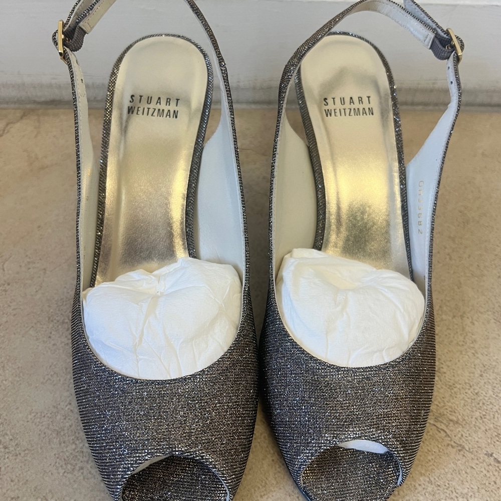 Stuart Weitzman Silver Slingback Heels